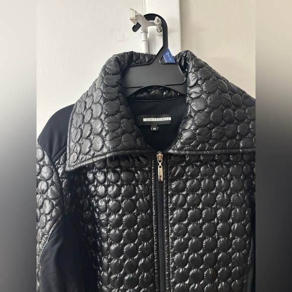 Anatomie Black Quilted Bubble Puffer Long Coat Size Medium - Picture 3 of 8